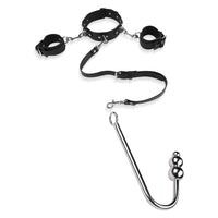 Indulge in heightened leather, beads, anal men pleasure as the beaded anal hook stimulates with its stainless steel single ball design.