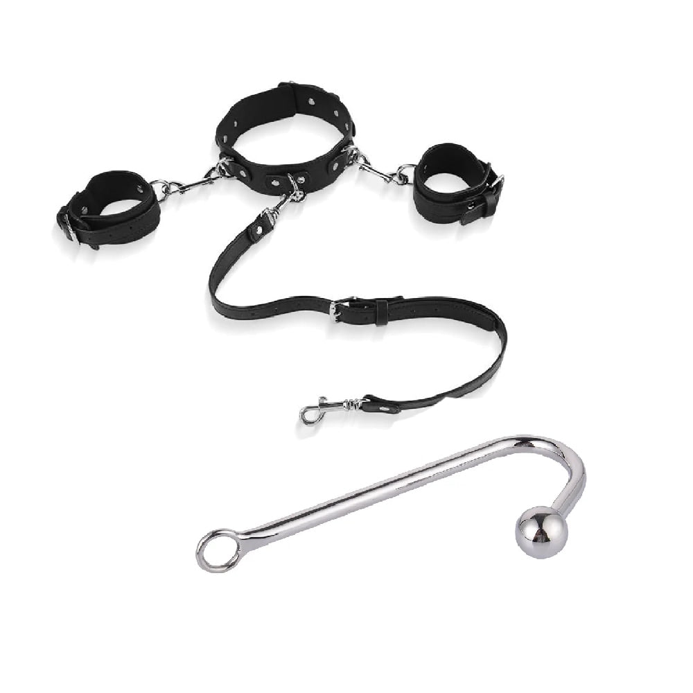 Beaded Anal Hook with Collar and Cuffs  Love Plugs