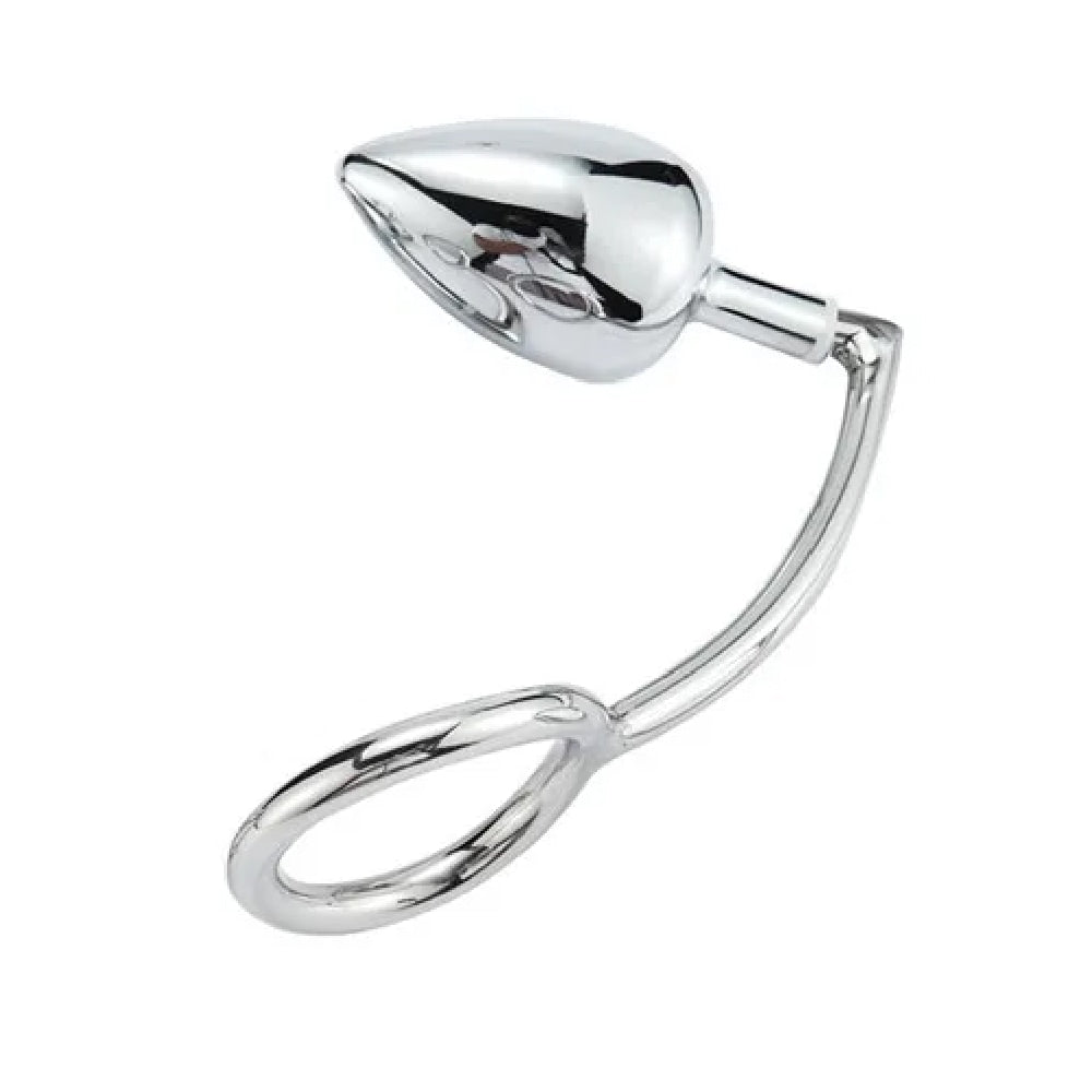 Stainless Steel Anal Hook with Cock Ring Set Love Plugs Stainless Steel Anal Hook with Cock Ring Set Love Plugs