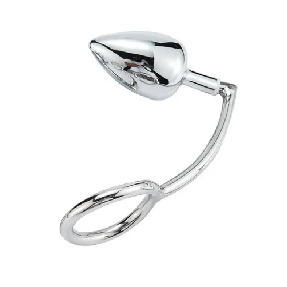 Stainless Steel Anal Hook with Cock Ring Set Loveplugs Anal Plug Product Available For Purchase Image 1