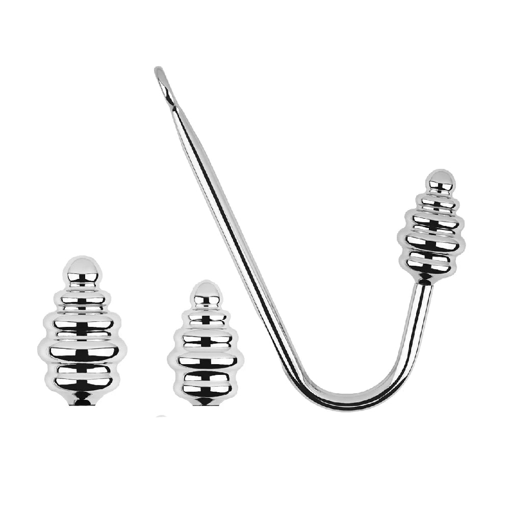 Screw-in Ribbed Anal Hook Set