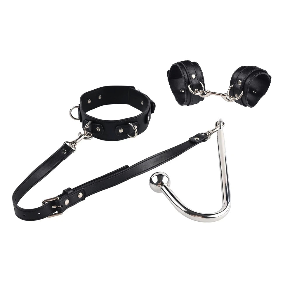 Experience unparalleled leather, beads pleasure and control, as our men Plugs hook set transforms your intimate moments into deeper connections.