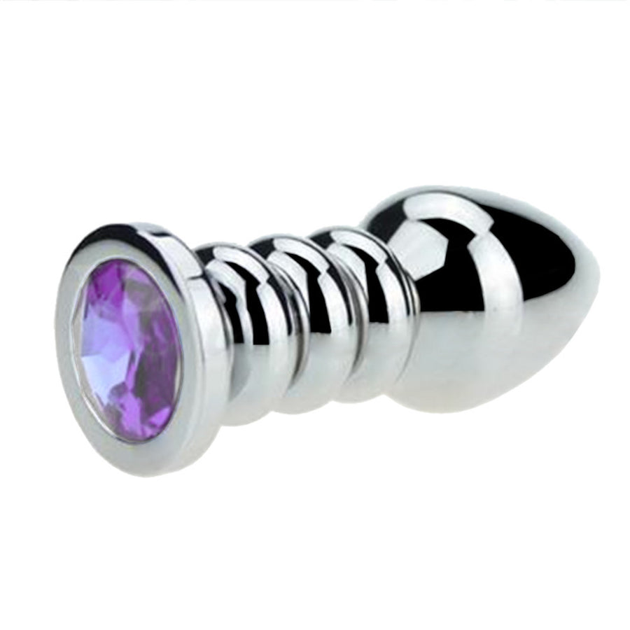 Ribbed Steel Jeweled Plug Loveplugs Anal Plug Product Available For Purchase Image 49
