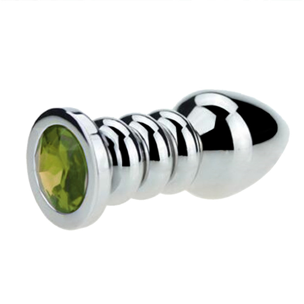 Ribbed Steel Jeweled Plug Loveplugs Anal Plug Product Available For Purchase Image 13