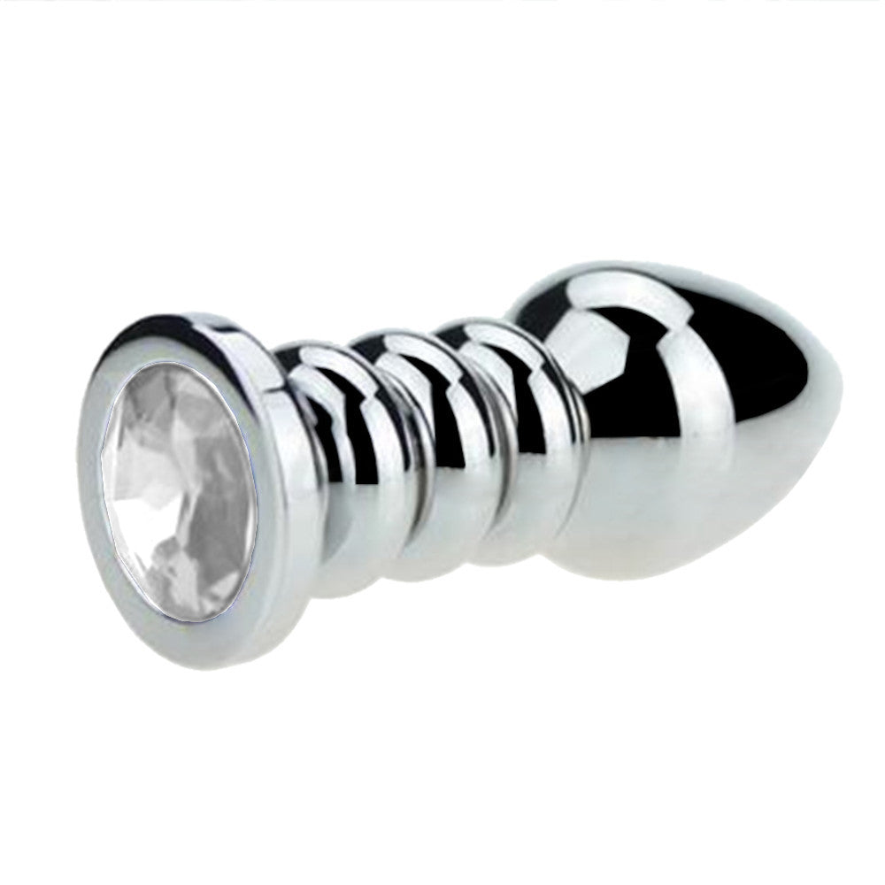 Ribbed Steel Jeweled Plug Loveplugs Anal Plug Product Available For Purchase Image 14