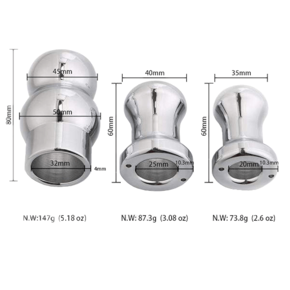 Beginner sex toys can enhance your experience with this hollow, stainless, silver sex toy, offering versatile, custom options to explore comfortably.
