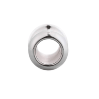 The beginner sex toy offers a hollow, stainless steel experience in custom sizes. Its silver alloy styling adds versatility.