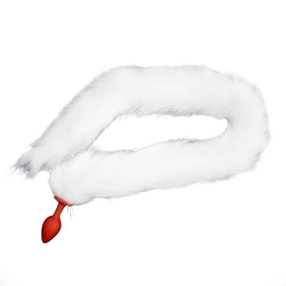 33" White Cat Tail Silicone Plug Loveplugs Anal Plug Product Available For Purchase Image 1
