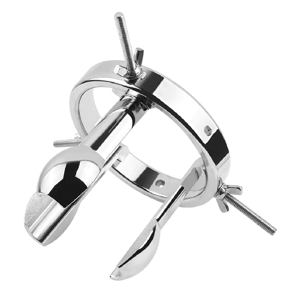 A durable, stainless steel expanding sex toy designed for stretching. The sleek steel, usa material offers easy cleaning, and the tunnel feature ensures comfort.