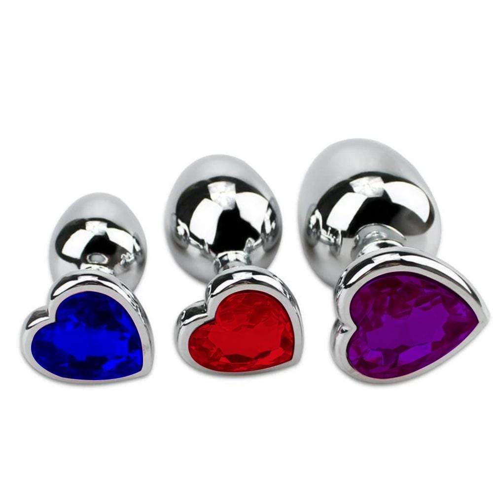 3-Colors Plug-Tipped Princess Heart Jewelry Set Loveplugs Anal Plug Product Available For Purchase Image 1
