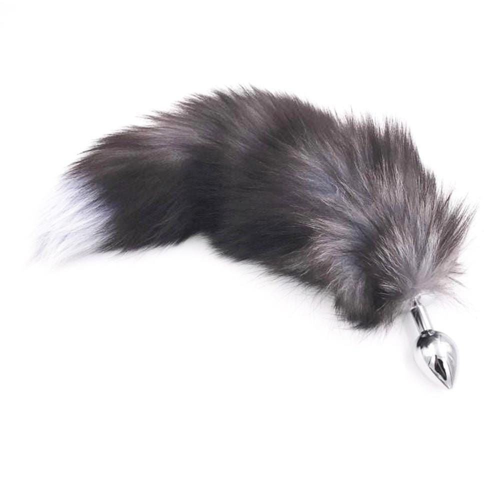 Transform into a wild fox, with the fox sex toy, featuring a sleek gray, white, light tail for ultimate sensual adventures.