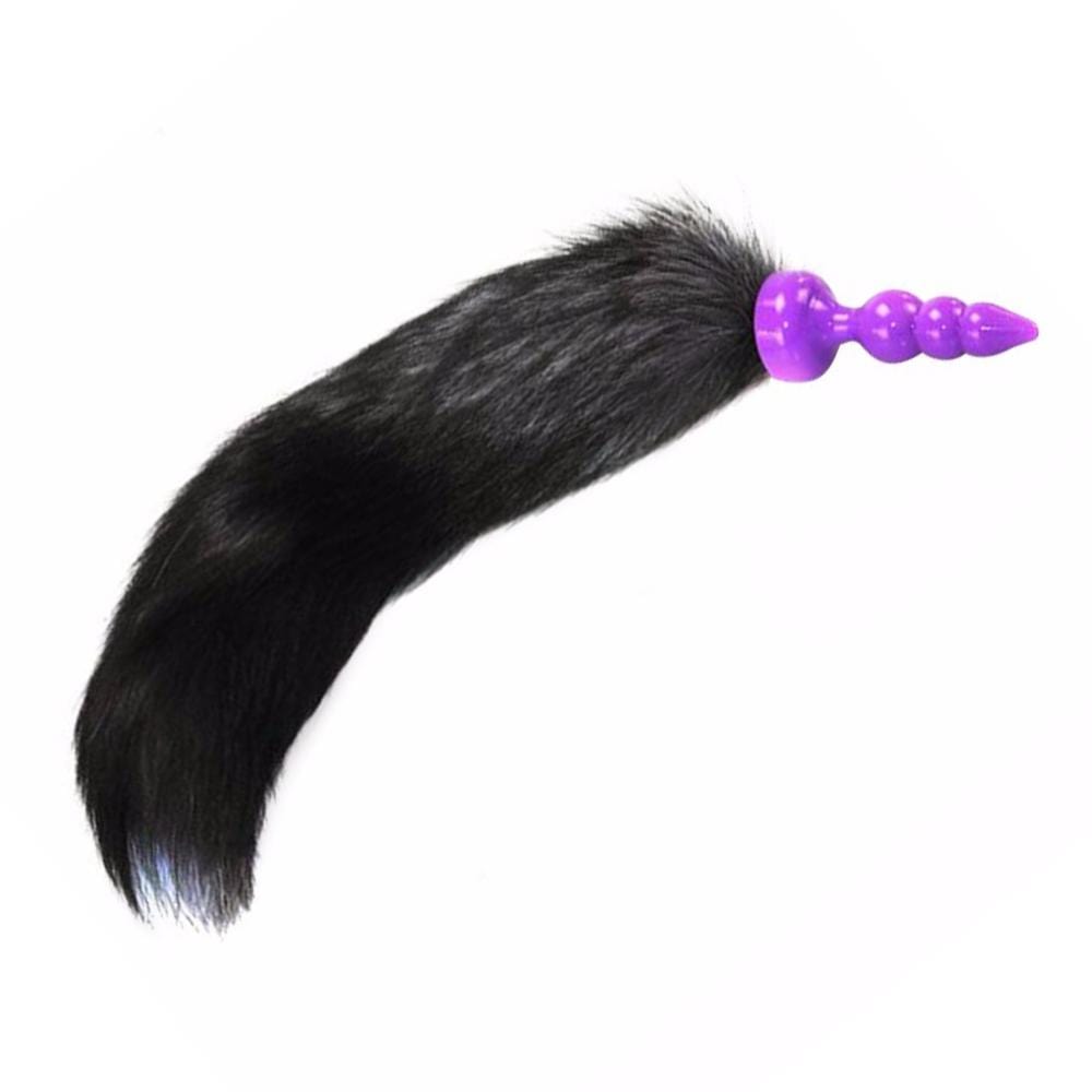 16" Black Fox Tail Silicone Plug Loveplugs Anal Plug Product Available For Purchase Image 3
