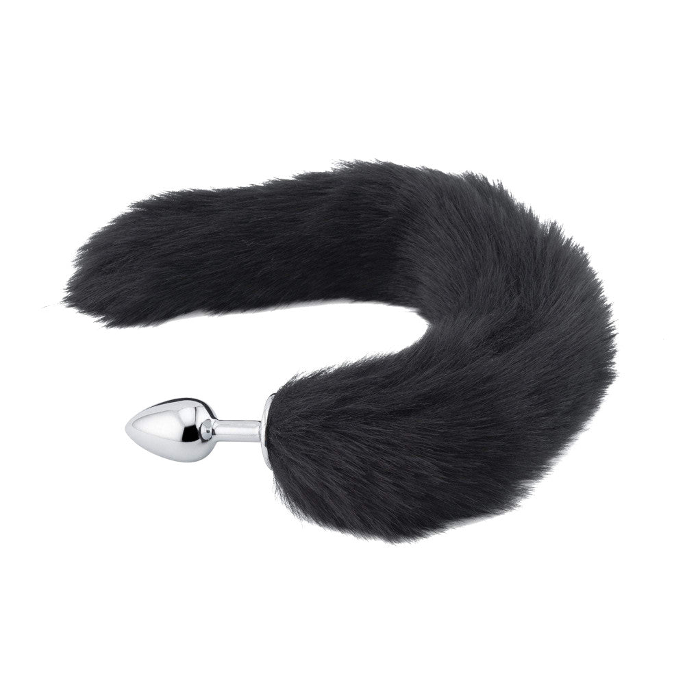 18-in Black Fox Tail With Plug-Shaped Metal End Loveplugs Anal Plug Product Available For Purchase Image 2