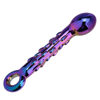 Loveplugs offers a borosilicate glass, rainbow dildo, 7" long for ultimate pleasure. Enjoy anal glass play with dildos, rain sensations.