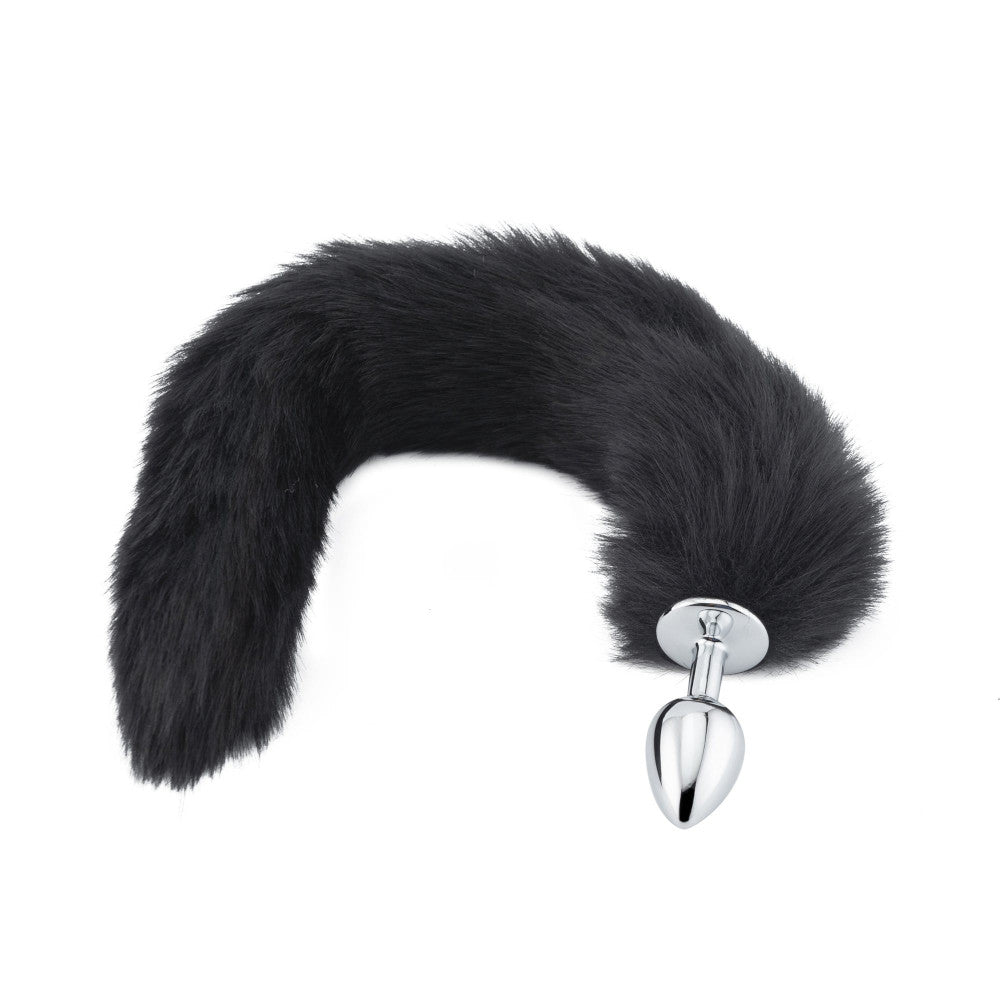18-in Black Fox Tail With Plug-Shaped Metal End Loveplugs Anal Plug Product Available For Purchase Image 4