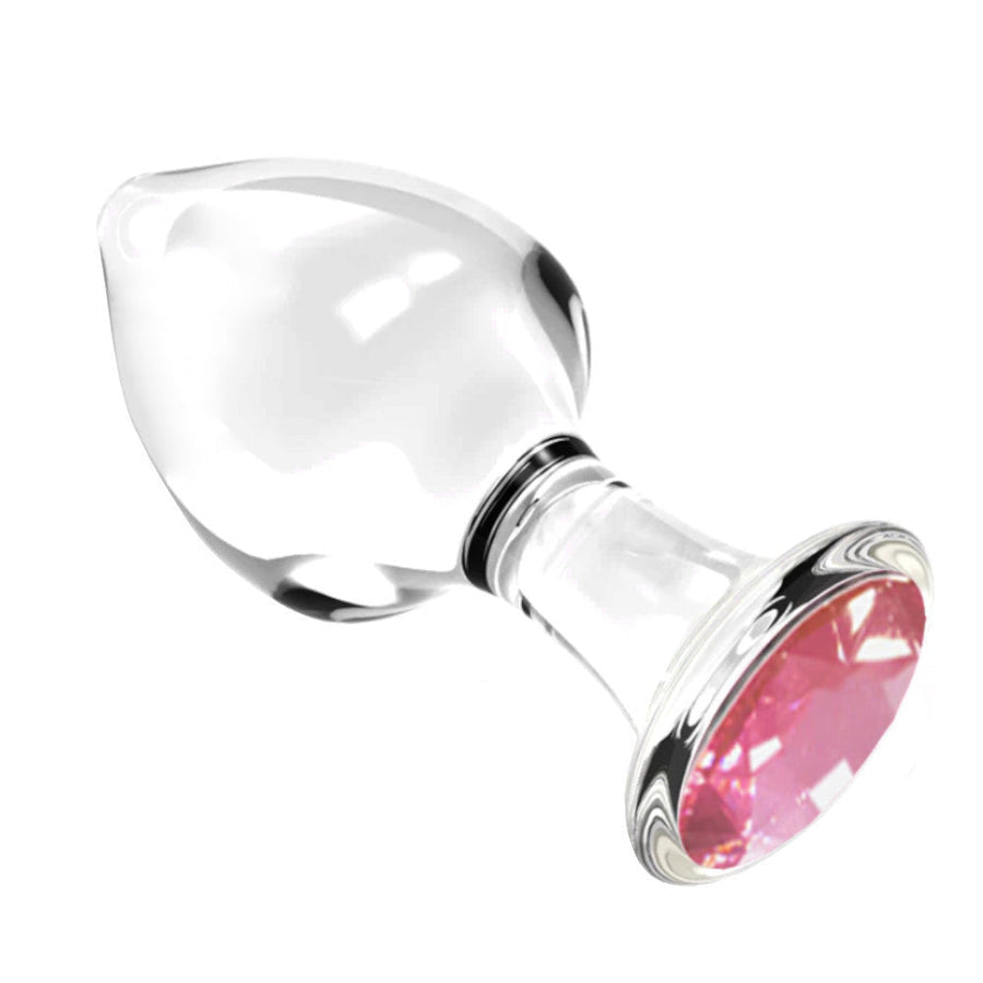 Jeweled Rose Pink Glass Plug Set (3 Piece)