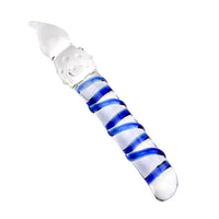 Ribbed Blue Glass Dildo