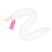 White Fox Tail Vibrator, 13" Loveplugs Anal Plug Product Available For Purchase Image 21