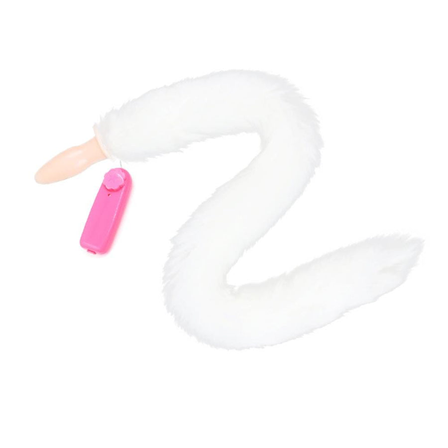 White Fox Tail Vibrator, 13" Loveplugs Anal Plug Product Available For Purchase Image 41