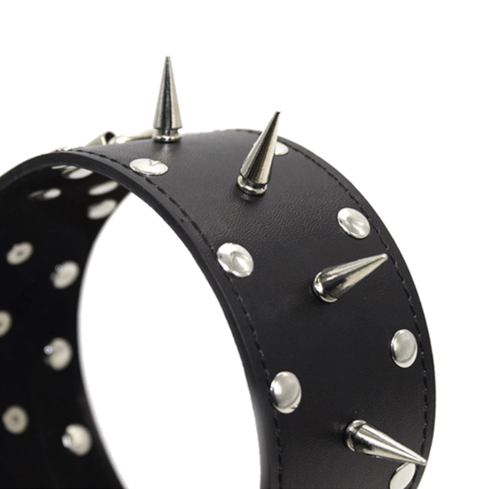 Spiked Leather Collar With Leash Loveplugs Anal Plug Product Available For Purchase Image 4