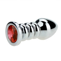 The stainless steel sex toy offers a ribbed sensation with 3 beads. Available in black, silver, and small or large jewel options for added pleasure.