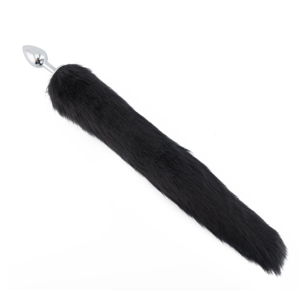 18-in Black Fox Tail With Plug-Shaped Metal End Loveplugs Anal Plug Product Available For Purchase Image 5