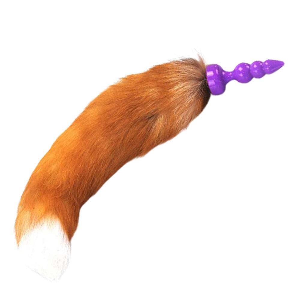 Unlock your inner desires with this orange, brown plug. The purple plug fits snug, and white faux fur feels luxurious. sex toys fox