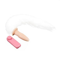 White Fox Tail Vibrator, 13" Loveplugs Anal Plug Product Available For Purchase Image 22