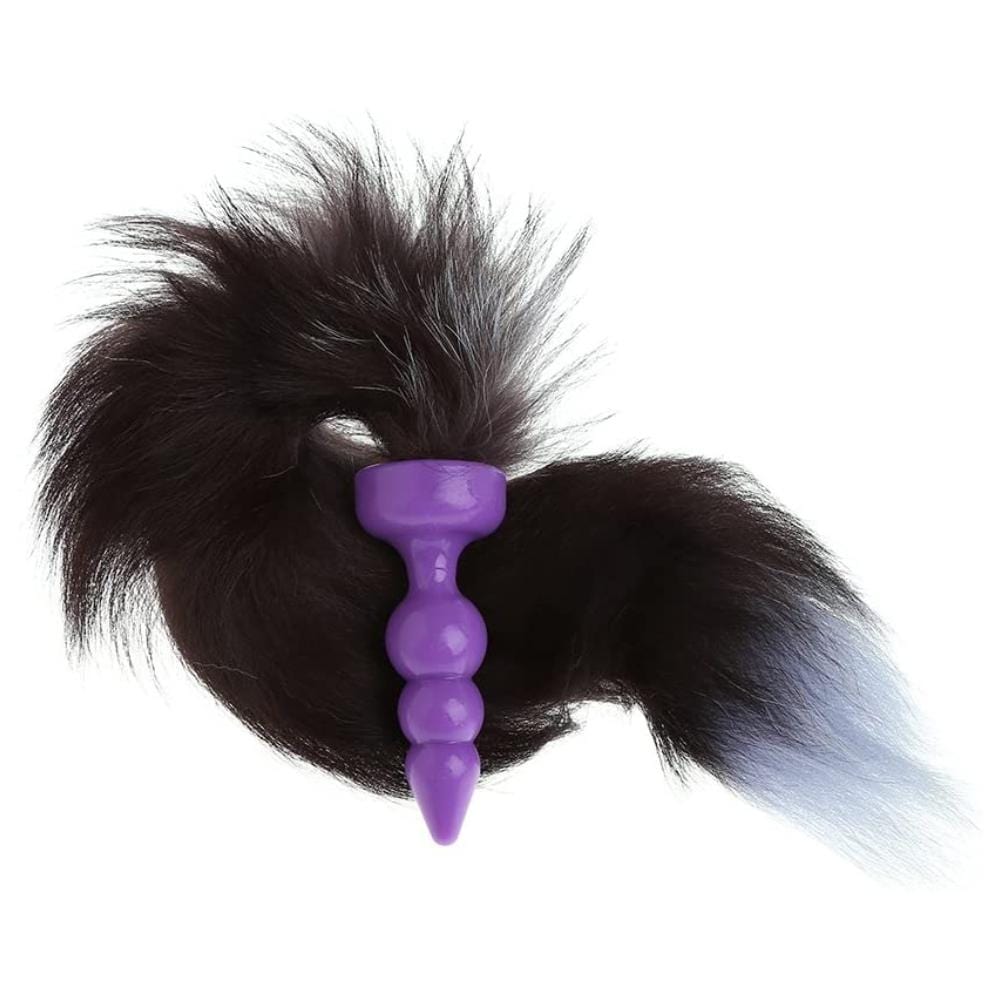 The fox sex toy is made from silicone, with sets of beads. The fluffy tail and purple sex toy are durable and flexible for comfort.