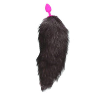 Small Sized Cat Tail Silicone Plug, Black 18"