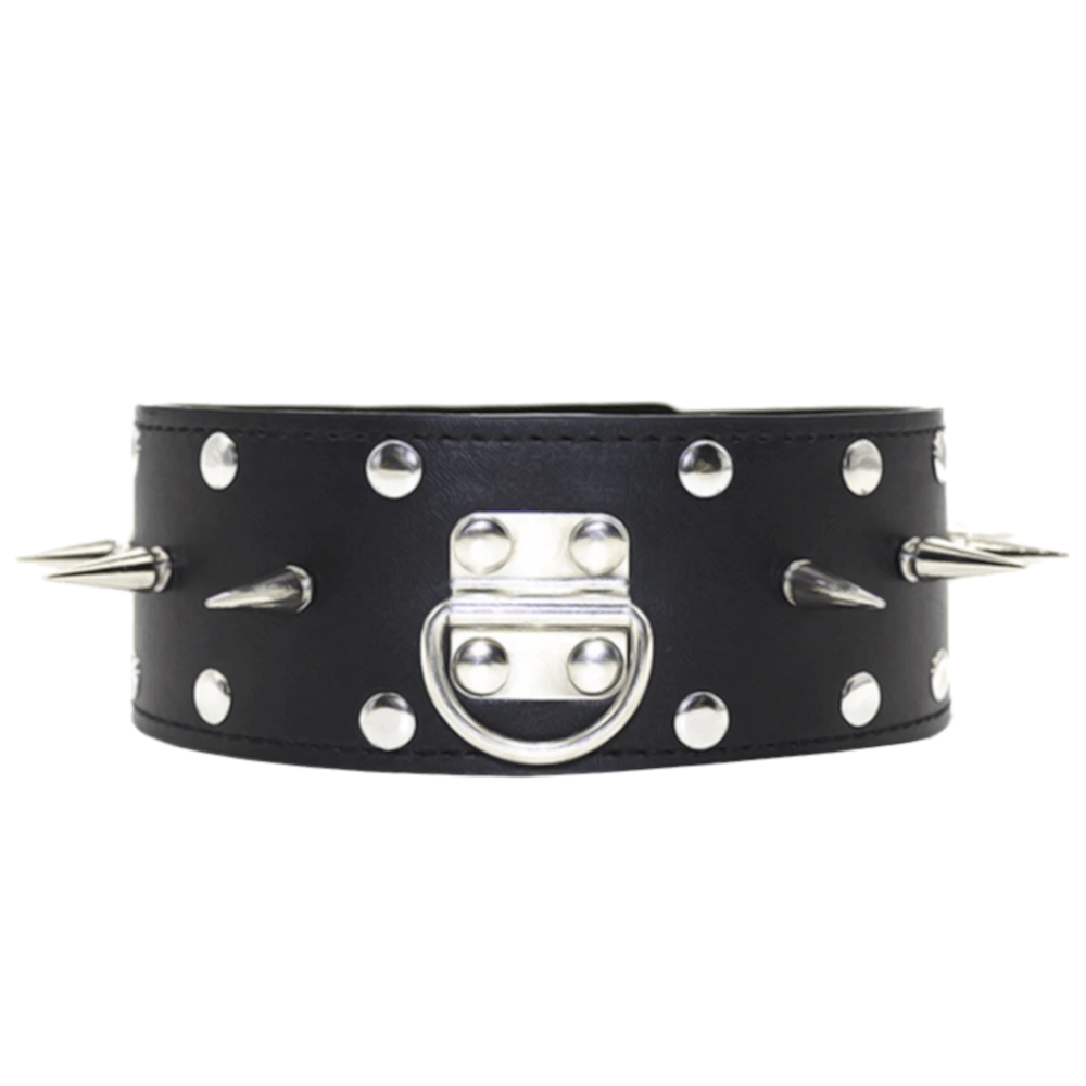 Spiked Leather Collar With Leash Loveplugs Anal Plug Product Available For Purchase Image 2