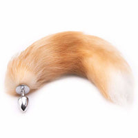 Orange Metal Fox Tail Anal Butt Plug 16"