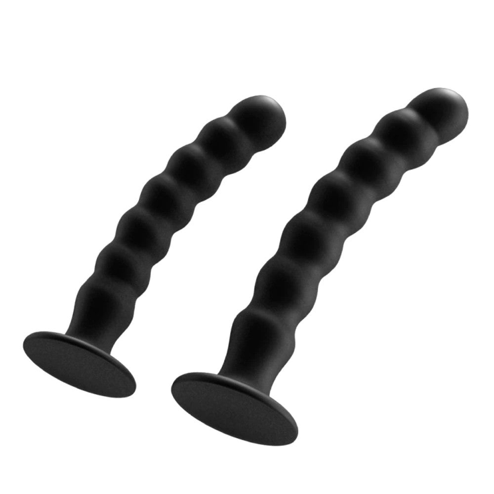 Ribbed Anal Suction Cup Silicone Dildo