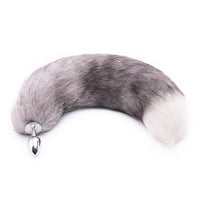 Gray Metal Wolf Tail Plug 16"