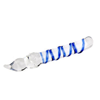 Ribbed Blue Glass Dildo