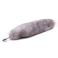 Gray Metal Wolf Tail Plug 16"