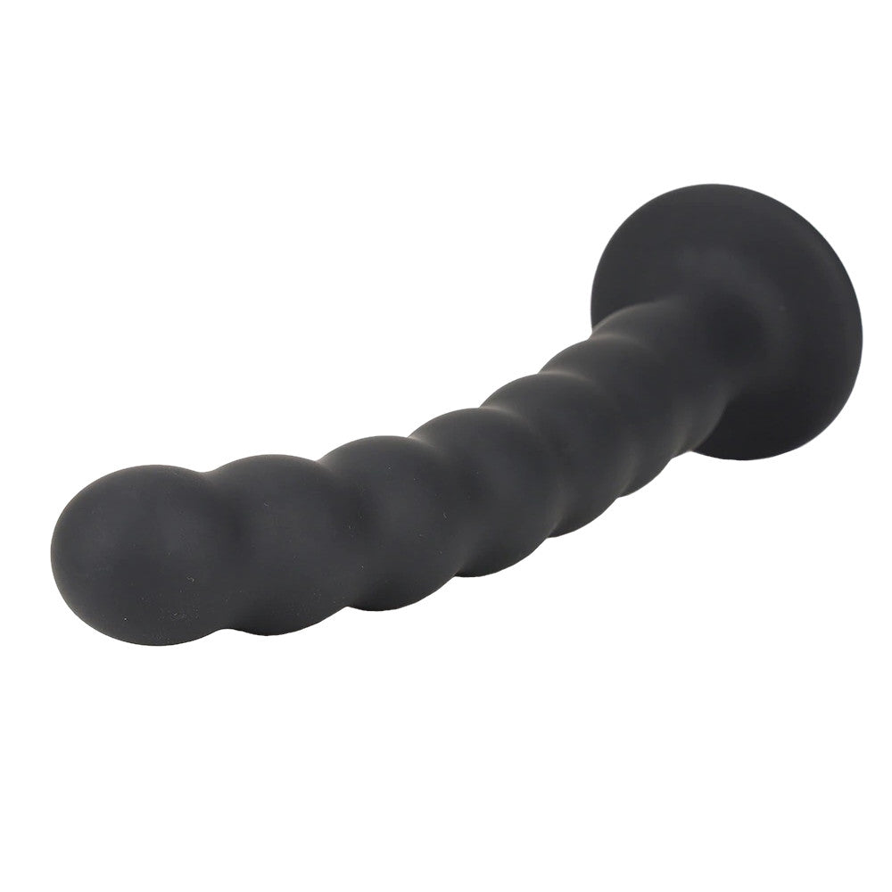Ribbed Anal Suction Cup Silicone Dildo