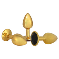 The small gold-plated, stainless steel sex toy with a rose jewel offers safe, hypoallergenic play for couples. Enjoy steel sex toy features, available in black, pink, and red