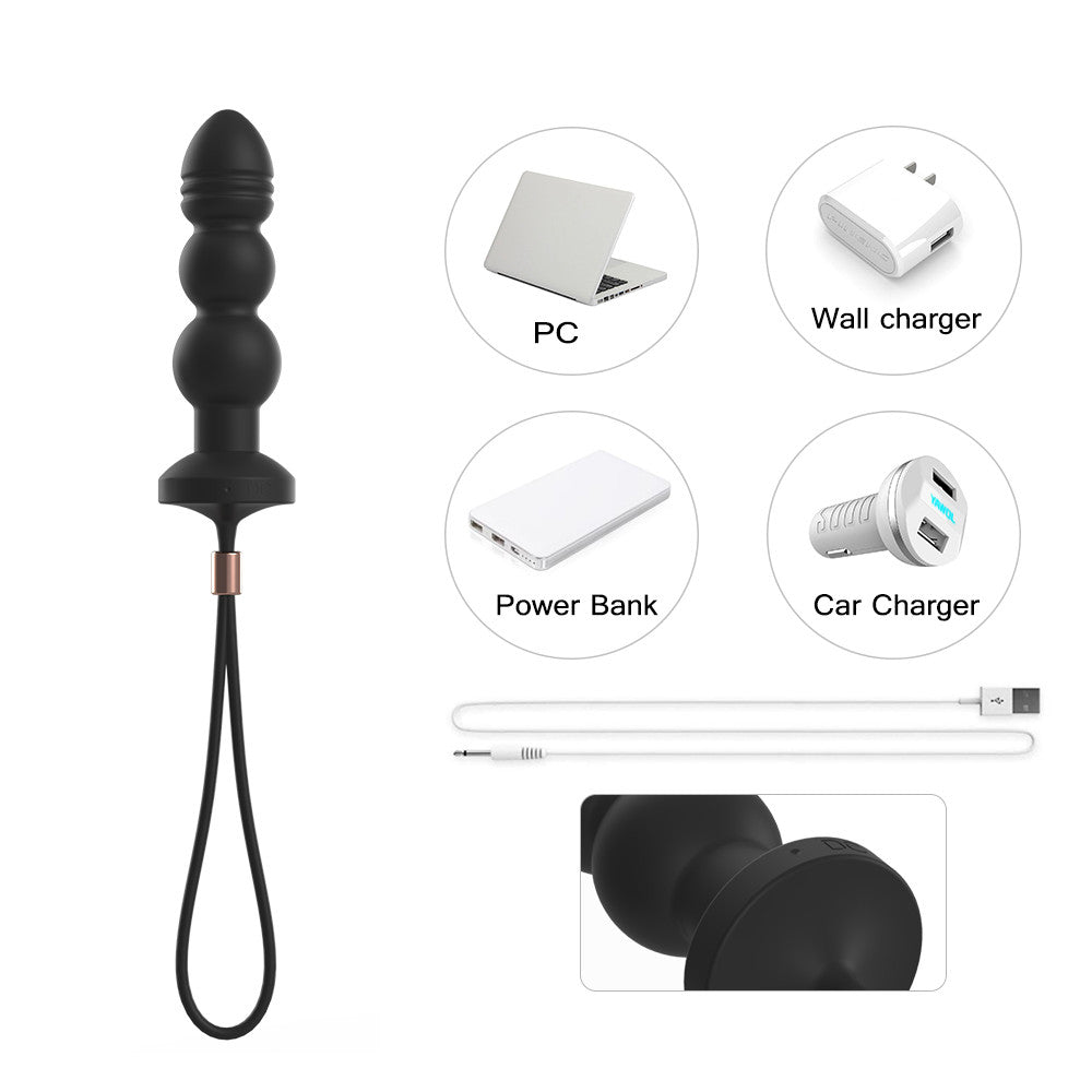 Silicone Vibrating Anal Beaded Plug