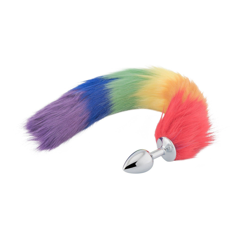 Rainbow Fox Tail Metal Plug 18" Love Plugs Rainbow Fox Tail Metal Plug 18" Love Plugs