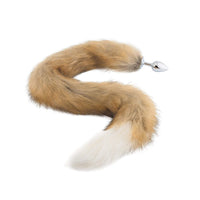 Brown & White Fox Tail Plug 32"