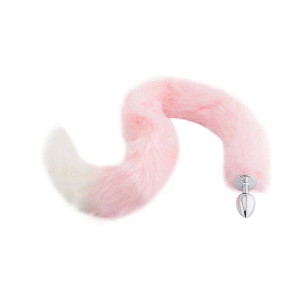Pink with White Fox Metal Tail, 32" Loveplugs Anal Plug Product Available For Purchase Image 2