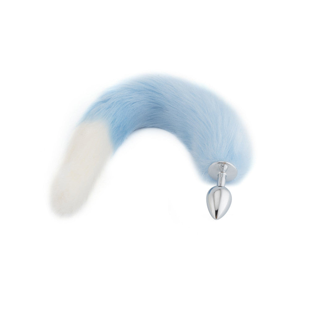 Light Blue with White Fox Metal Tail, 18" Loveplugs Anal Plug Product Available For Purchase Image 2