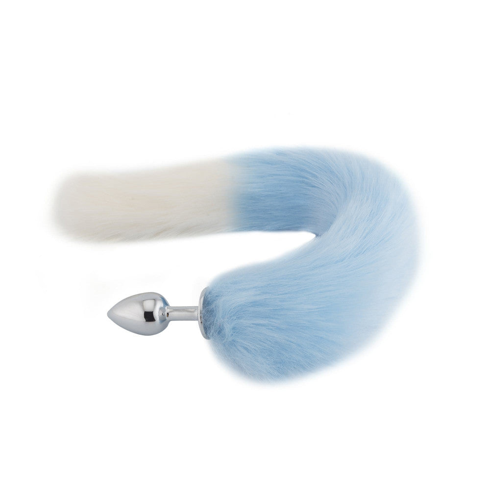 Light Blue with White Fox Metal Tail, 18" Loveplugs Anal Plug Product Available For Purchase Image 3