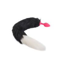 Black & White Silicone Wolf Tail 16"