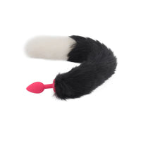 The long, fluffy, white with grey tail sways gently as the sex toy wolf keeps it securely in place, adding a sleek touch with ear details.