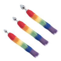 Lovesex toys offers a stunning fox plug in rainbow colors, ideal for lgbt, fox, vibrator, and cat lovers. sex toys tail ensure a snug fit.