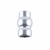 The large stainless steel plug features a ribbed, hollow design, ideal for douches, enemas, and sex toys hollow play. Made in the USA