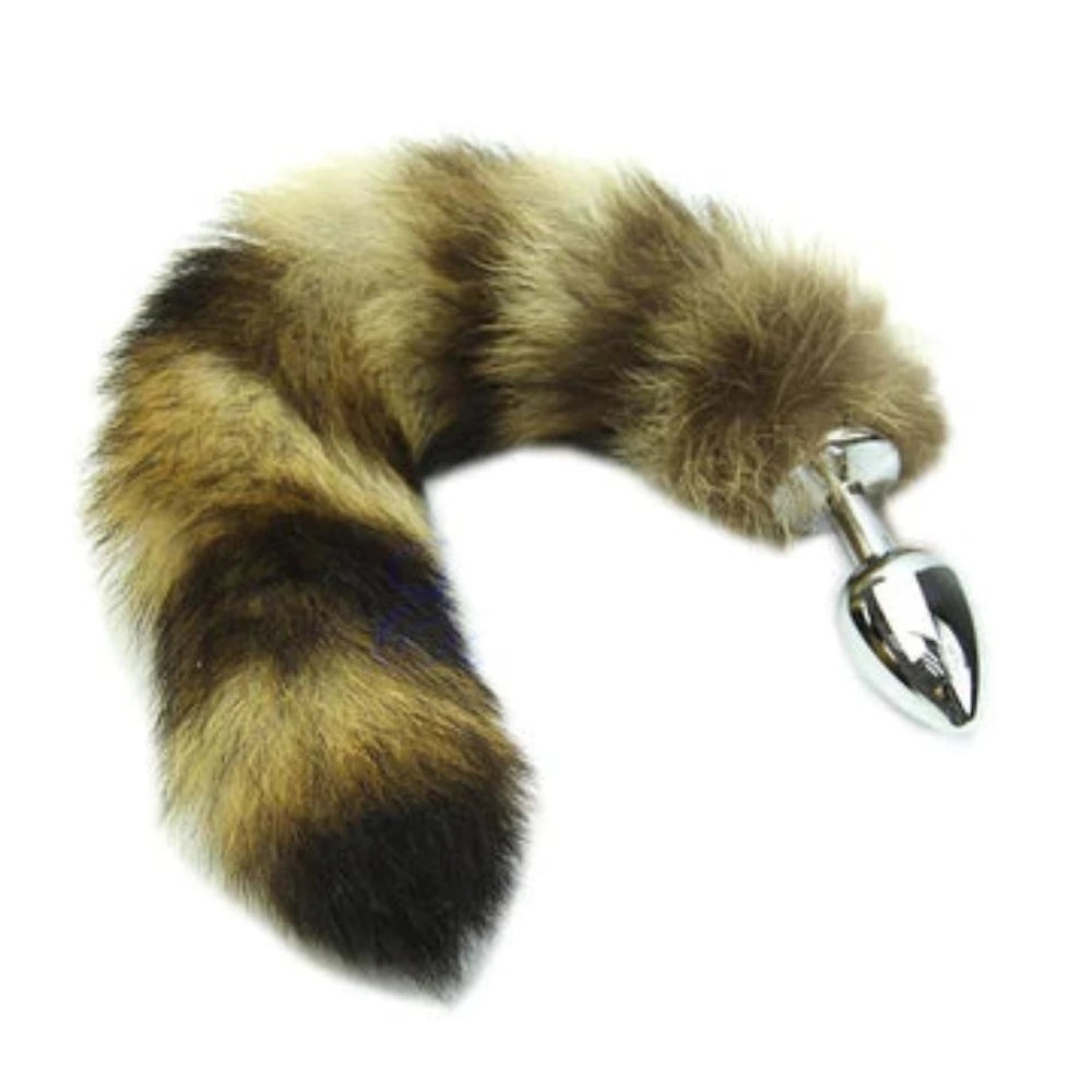 16" Kitten Brown Cat Tail with Stainless Steel Plug Loveplugs Anal Plug Product Available For Purchase Image 2