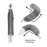 Grey with White Fox Shapeable Metal Tail, 18" Loveplugs Anal Plug Product Available For Purchase Image 22